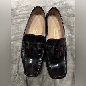Salvatore Ferragamo size 8.5 patent leather Black Slip-Ons